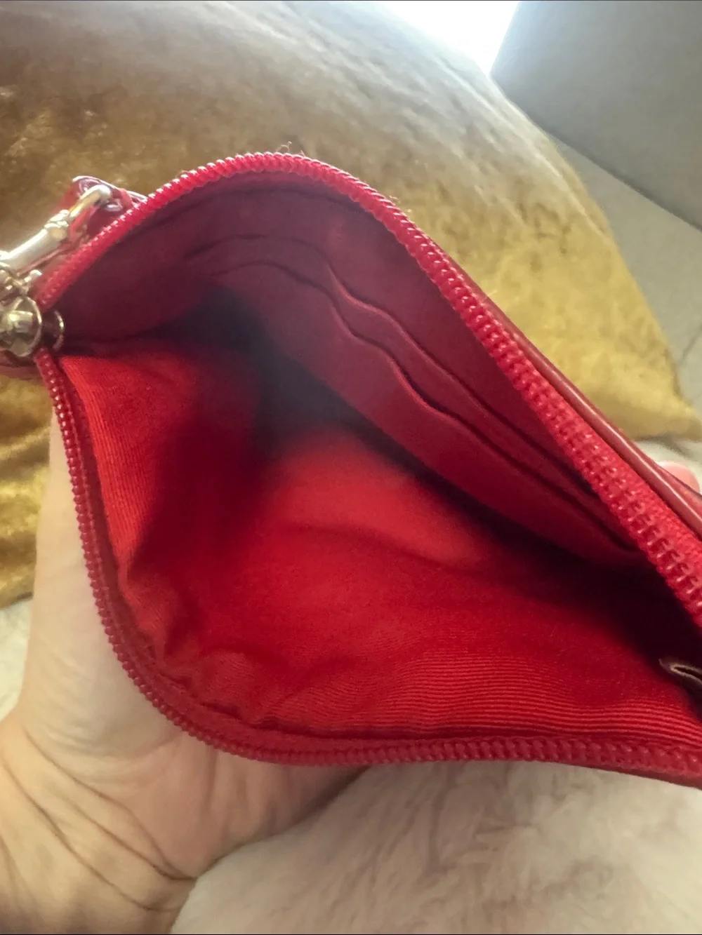 Coach Bi-Color Crossgrain Leather Small Corner Zip Wristlet